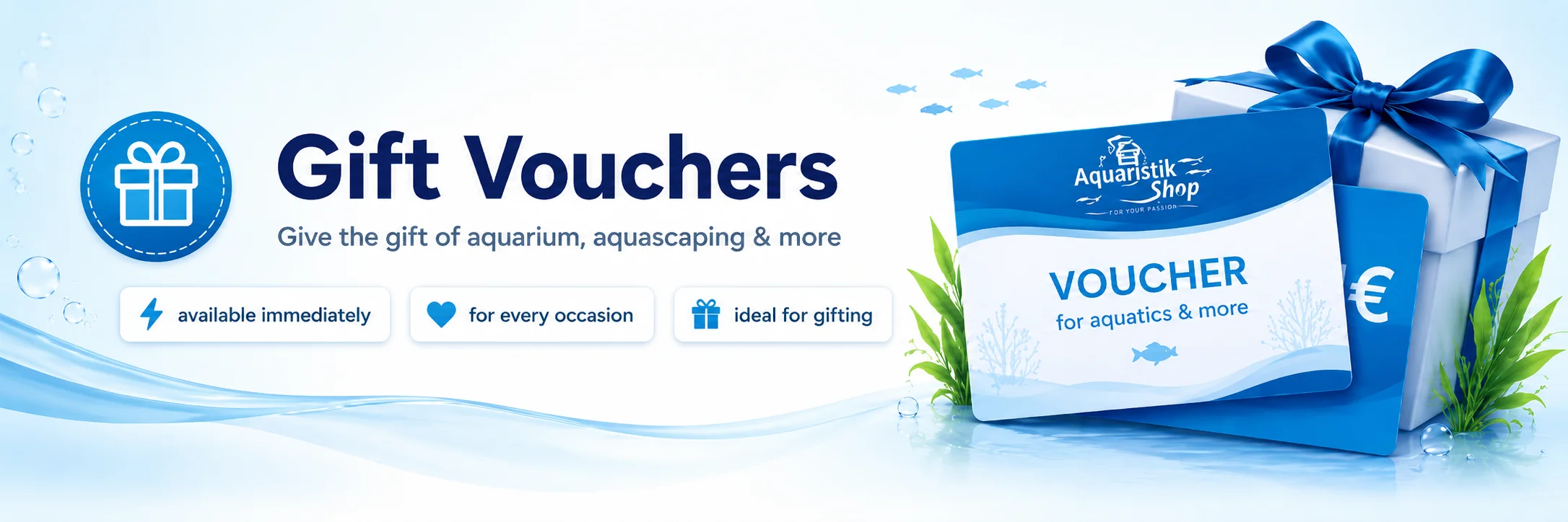Gift vouchers - give the gift of aquarium, aquascaping and more