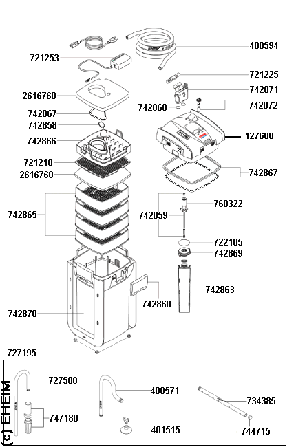 EHEIM 2076 Ersatzteile f�r Au�enfilter professionel 3e 450 electronic
