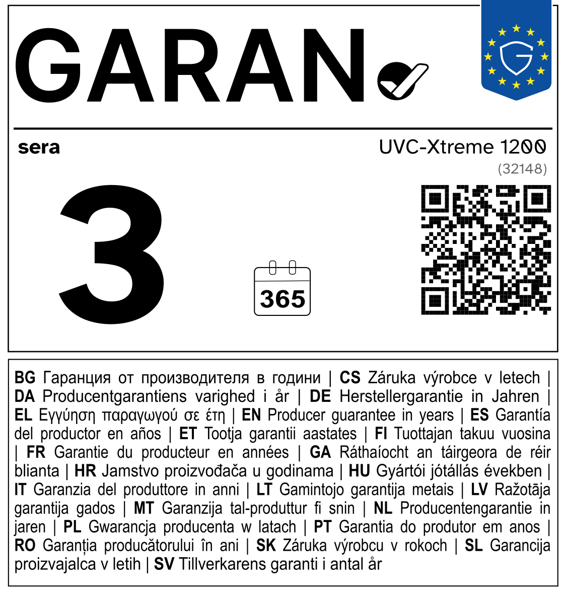GARAN label: 3-year producer guarantee